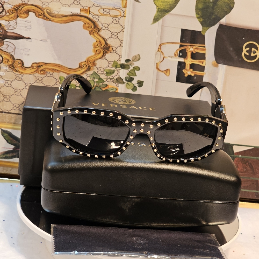 Versace Black Studded Sunglasses - Picture 7 of 15